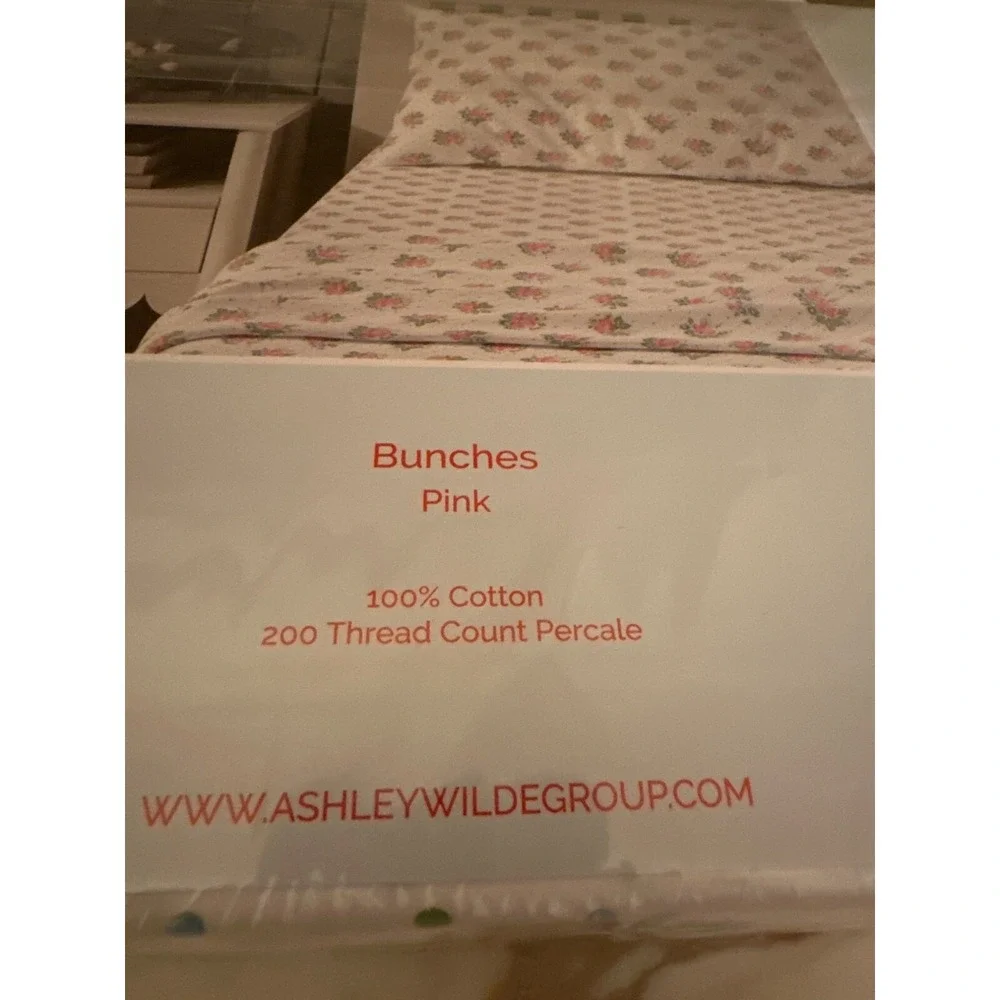 Cath Kidston Twin XL Sheet Set Floral 100%‎ Cotton Percale 200 Thread Count Pink